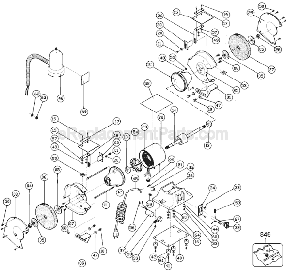 Page A Diagram and Parts List for 9407 Type 3 Black and Decker Bench Grinder